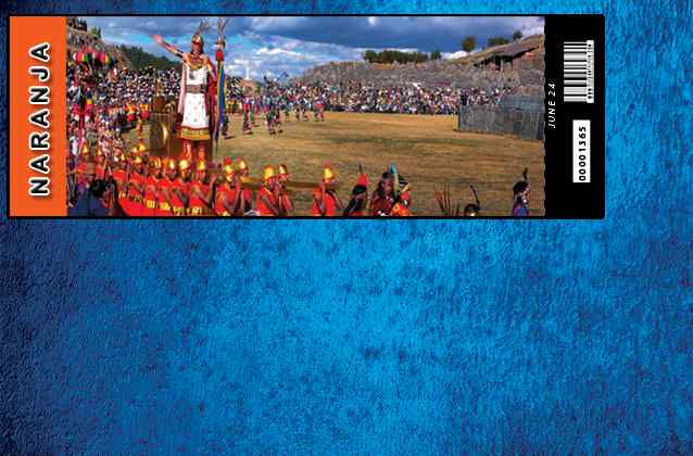Inti Raymi 2024 ticket. Orange section