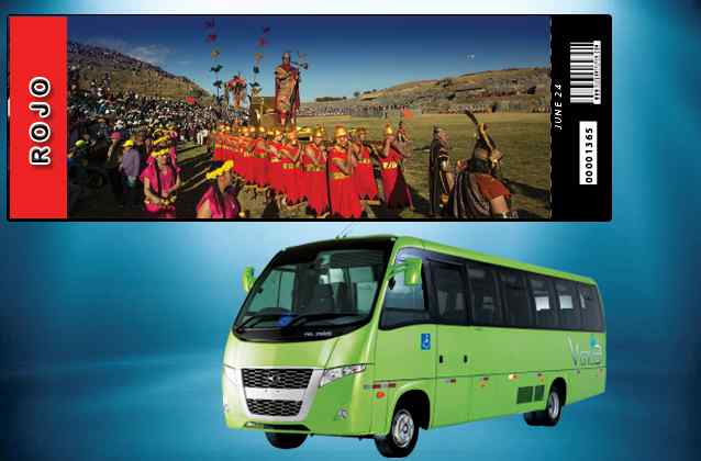 Inti Raymi 2024 ticket. Red section + tour bus